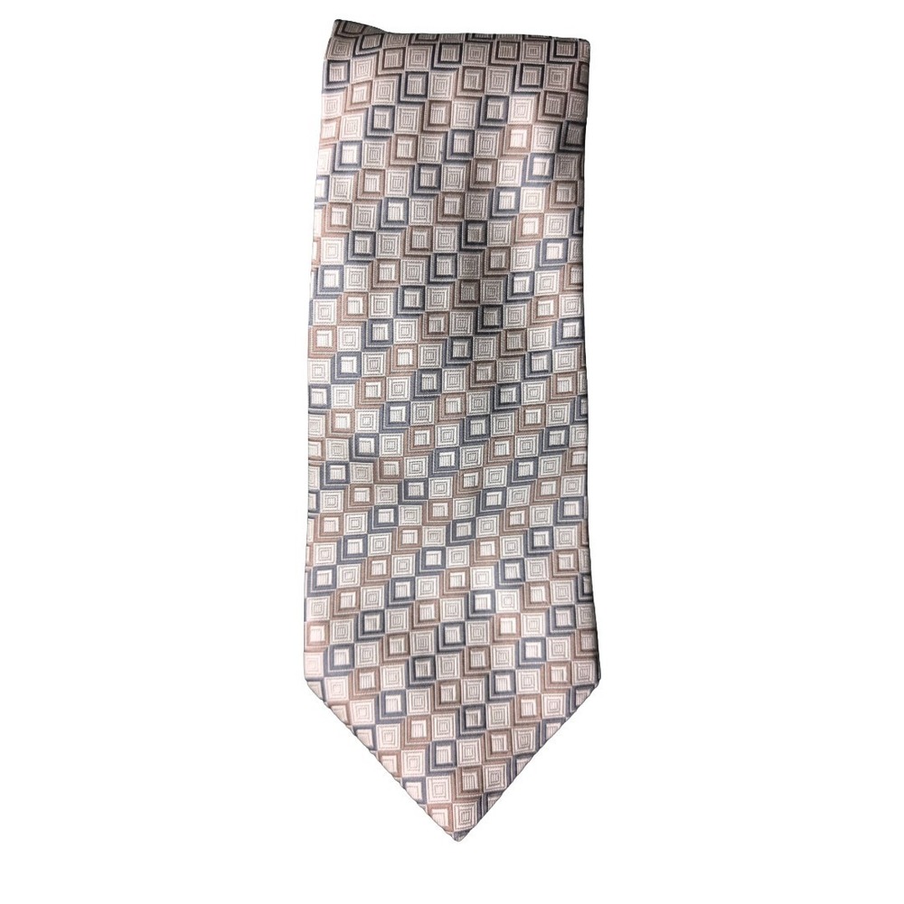 100% Silk Tie Brown Geometric Men's Wearhouse NWT Prom Formal Wedding Dance